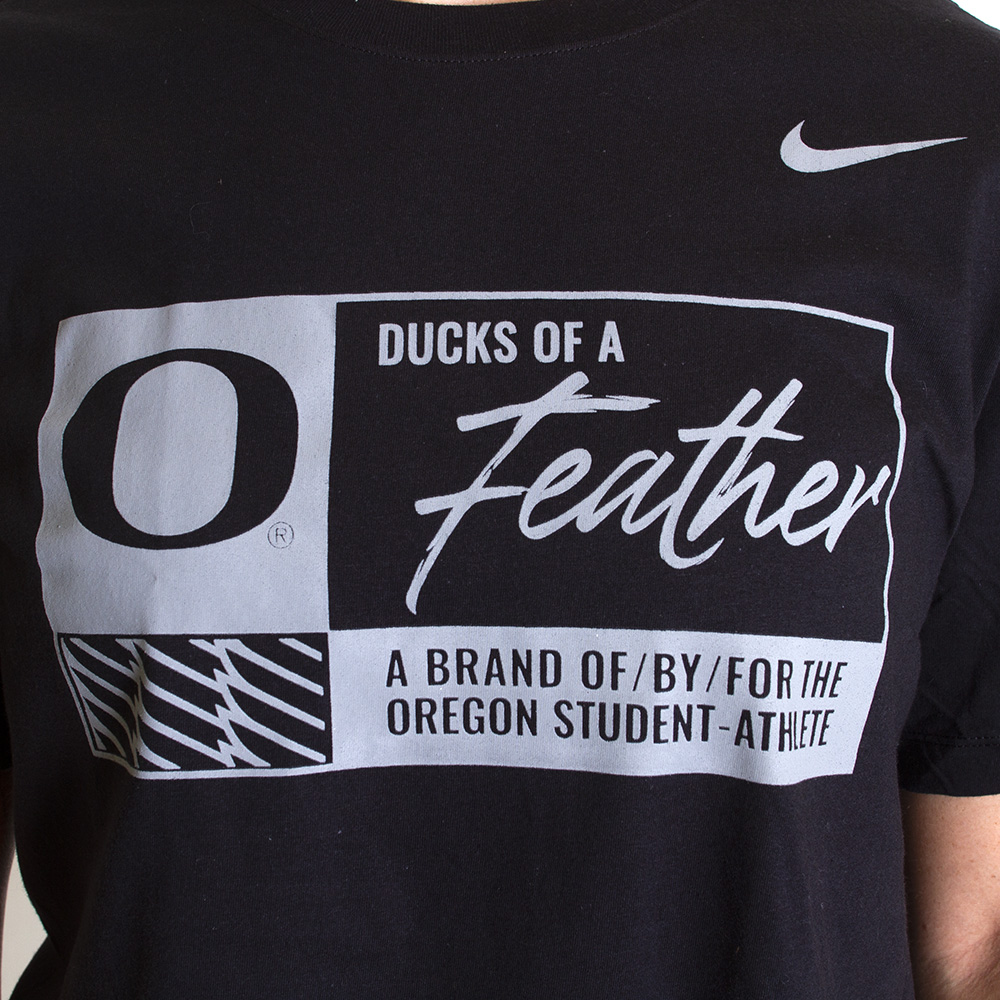 Classic Oregon O, Nike, Black, Crew Neck, Cotton, Men, Unisex, Division Street, Ducks of a Feather, T-Shirt, 751009